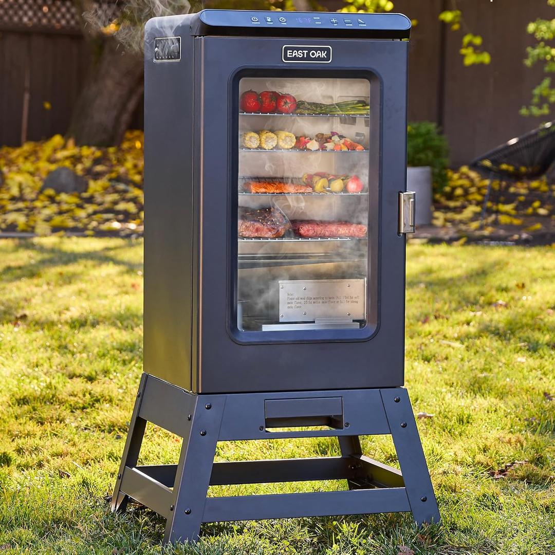 EAST OAK Ridgewood Pro 30" Electric Smoker | Built-in Meat Probe & Elevated Stand for Outdoors | Up to 6 Longer Smokes, Adjustable Side Chip Loader | Smoke More with 725 sq in Cooking Area EAST OAK Ridgewood Pro 30" Electric Smoker | Built-in Meat Probe & Elevated Stand for Outdoors | Up to 6 Longer Smokes, Adjustable Side Chip Loader | Smoke More with 725 sq in Cooking Area
