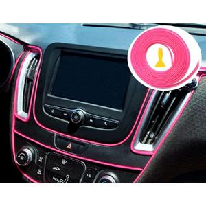 Pink Car Interior Decorative Molding Door Panel Gap Trim Strip (23Ft)