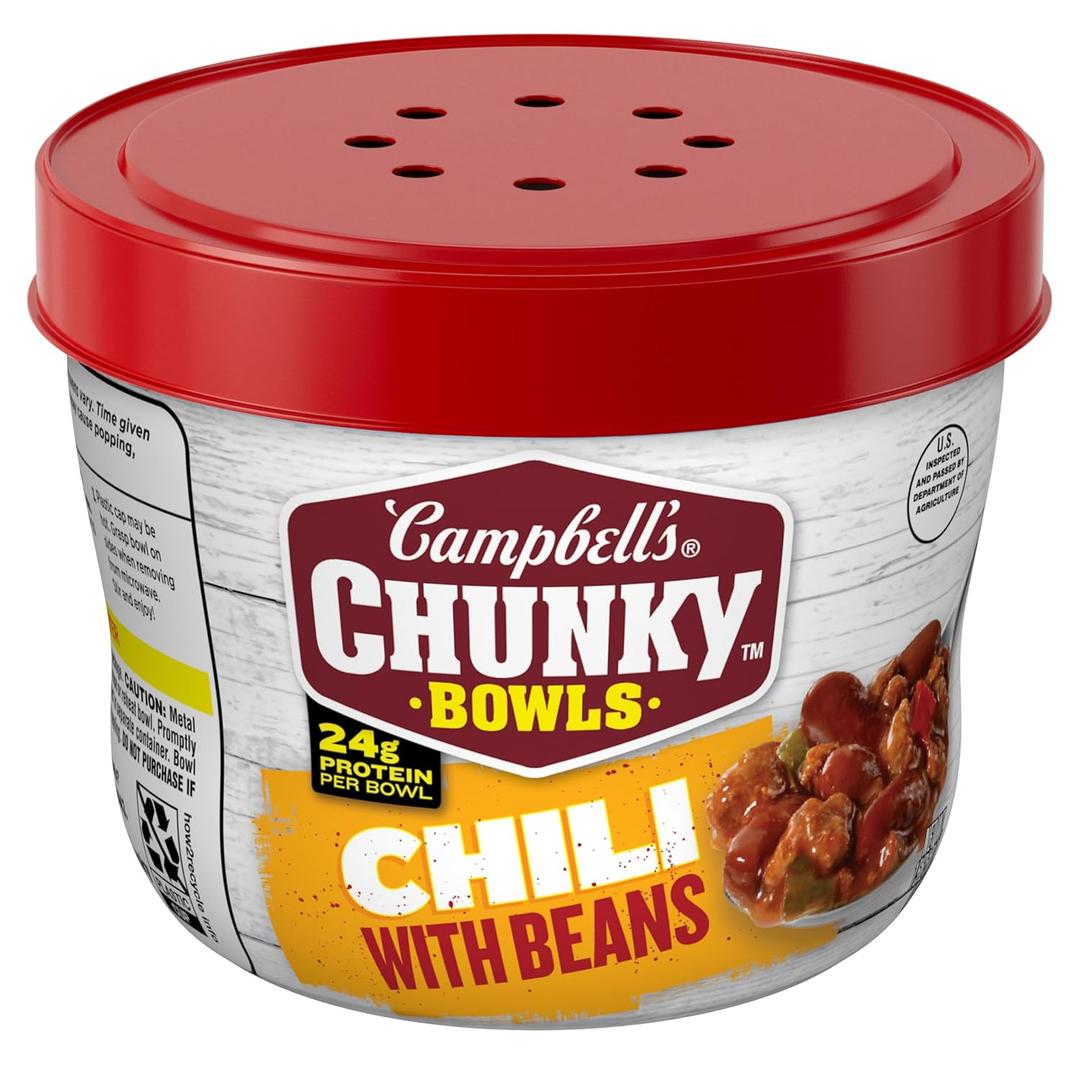 Campbell's Chunky Chili with Beans, 15.25 oz. Microwavable Bowl (EXP 04/01/26)