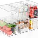 Yieach 6 Pack Large Stackable Clear Storage Bins with Lids,BPA FREE Pantry Organizers and Storage with Handle,Plastic Containers Organization and Storage for Kitchen,Refrigerator,Closet Organization
