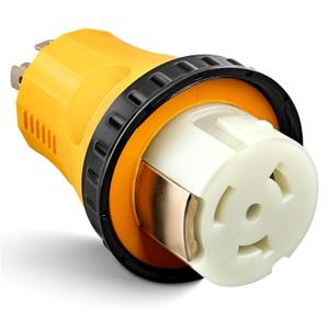 MECMO NEMA L14-30P to SS2-50R RV Marine Power Generator Adapter, 30A 4 Prong Twist Lock Generator L14-30P Male to 50A Marine Shore Power SS2-50R Female with Locking Ring, 125V/250V