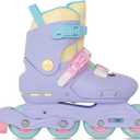 Nattork Inline Skates for Girls Kids Teens Boys Age 4-16, 4 Sizes Adjustable Blades Roller for Outdoor Indoor Birthday (Medium(13C-3 US), Purple)