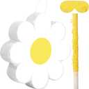 Aoriher Daisy Flower Piata Small Daisy Party Game Piata Hippie Boho Birthday Party Decoration with Bat Blindfold Confetti for Birthday Baby Shower Gender Reveal Wedding Decor Supplies(Daisies)