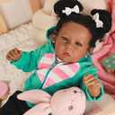 Rebornova Reborn Baby Dolls Black Girl, African American 20 Inch Realistic Newborn Baby Dolls with Lifelike Soft Body Silicone Limbs Birthday Gift Set for Ages 3+