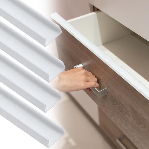 Uxcell 4Pcs Cabinet Door Protector, 18" x 1/2" PVC Edge Guard Slip-on Drawer Edge Protector for 3/16"- 3/8" Thick Kitchen Cabinets Door, White