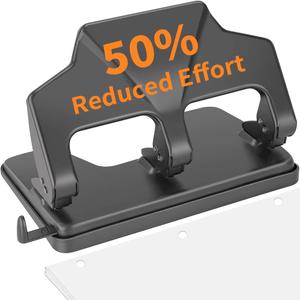 Heavy Duty 3 Hole Punch, 40-Sheet Heavy Duty Paper Punch, 50% Reduced Effort 3-Hole Punch, AFMAT Metal Hole Puncher 3 Ring, Three-Hole Paper Puncher w/Large Chip Tray for Classroom, Office, Silver (Gray)