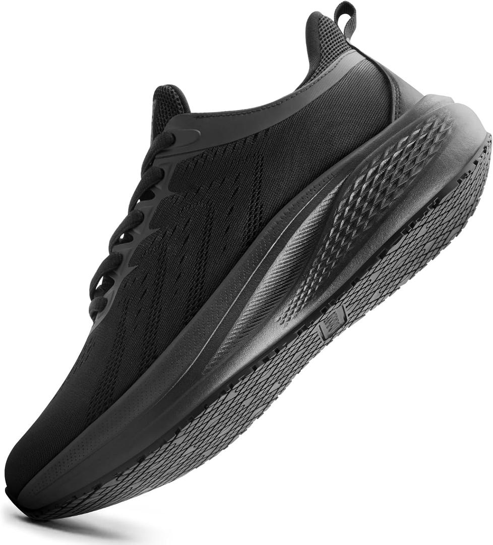Slip Resistant Work Shoes for Men, Black Zapatos de Trabajo para Hombres, Non Slip Comfortable Lightweight Food Service Chef Sneakers in Kitchen Restaurant, Medium or Wide, US 6.5-14 (Black-lace Up)