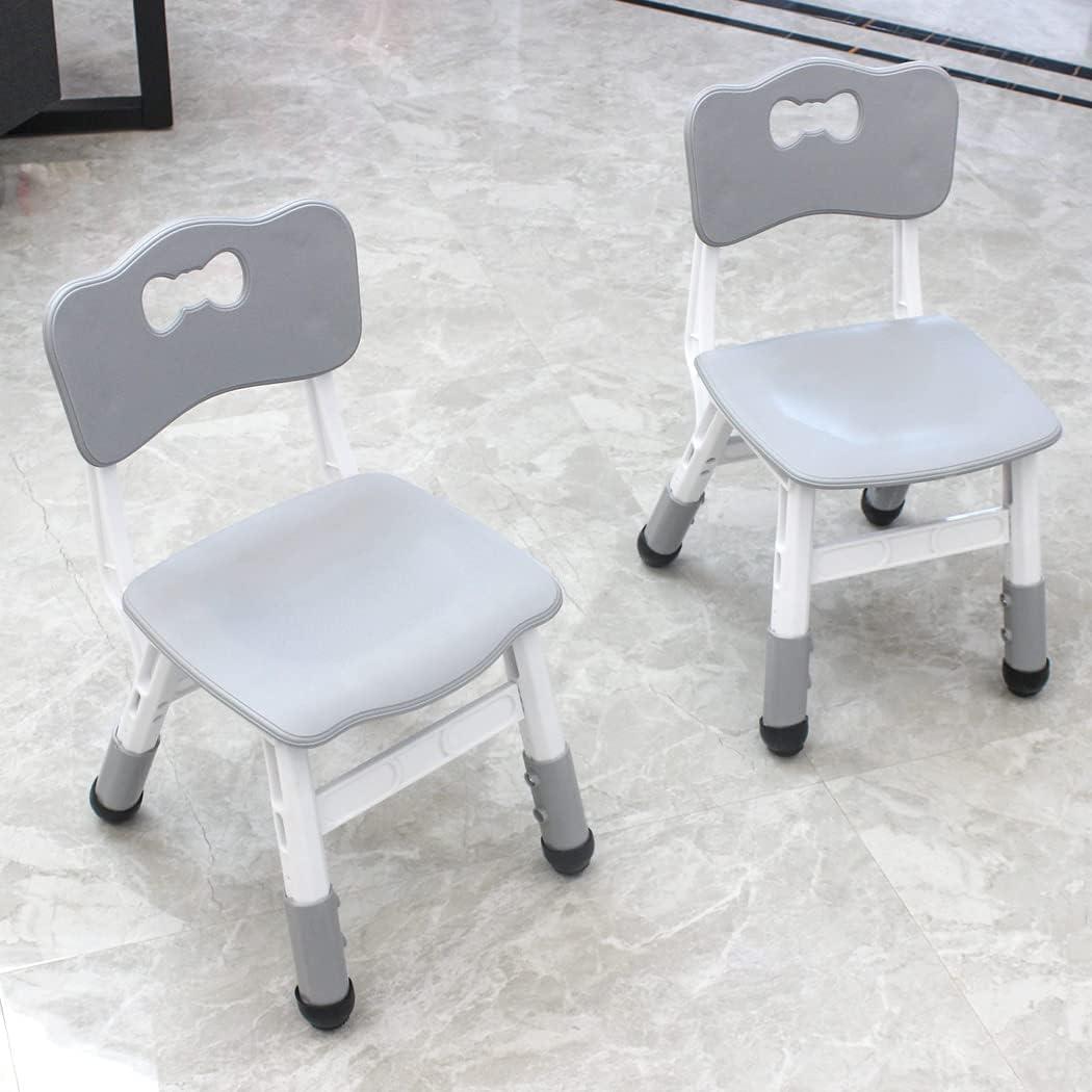 WHY TOYS Adjustable Kid Chairs Indoor 3 Level Adjustable Suitable for Children Age 2-6. Maximum Load-Bearing 220LBS Suitable for Family Classroom and Nursery Child Seat Set (2-Pack-Grey), 11.8 inches x 11 inches x 22.4 inches