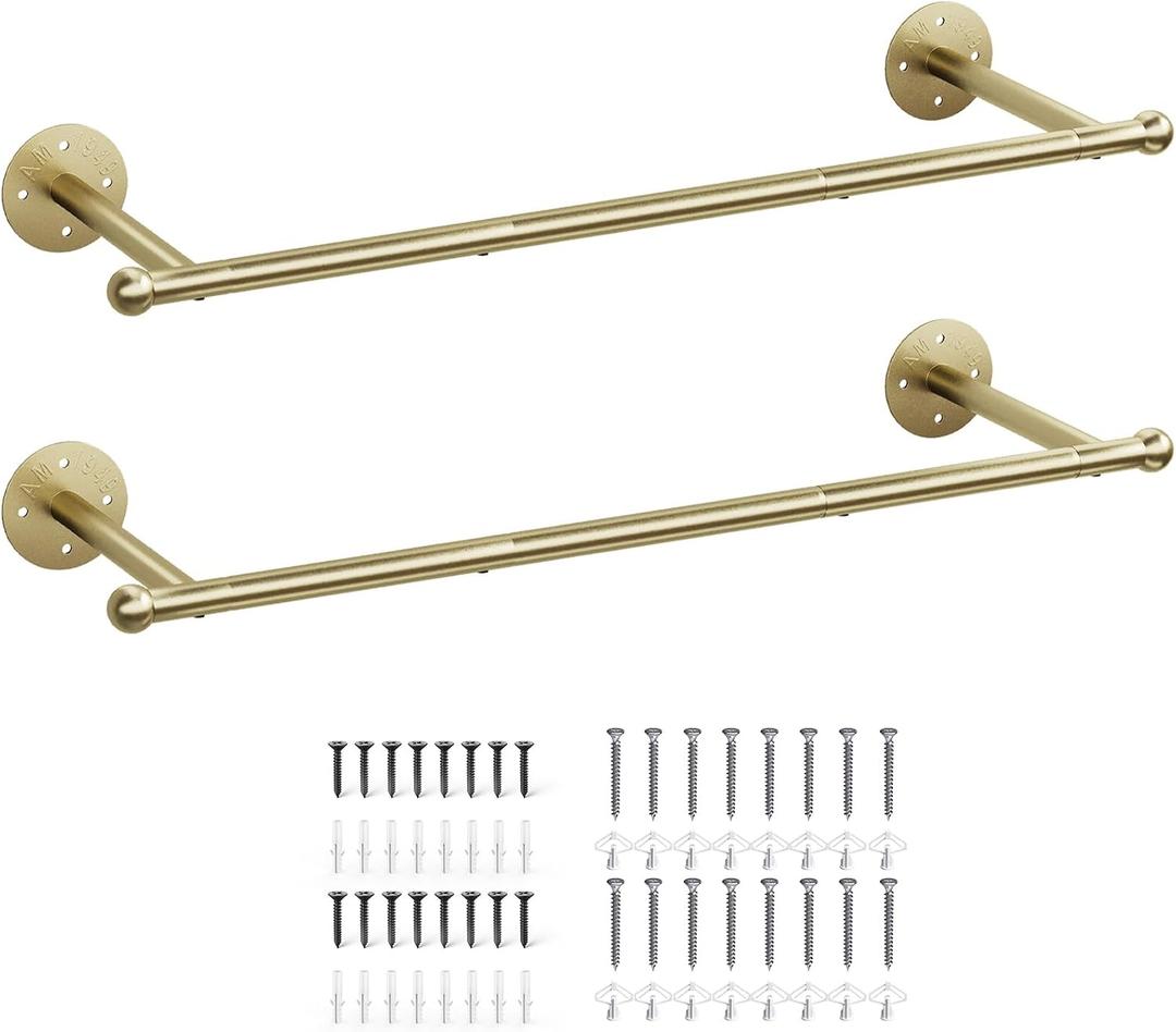 OROPY 33" Industrial Pipe Clothing Rack, Wall Mounted Clothes Rack 2 Pack