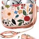 Coralogo for AirPods 4 Case with Safety Lock - Cute Cartoon for Women Girls Fashion Stylish Beige Flower Pattern Design Kawaii Girly Girlish Hard Protective Cover for AirPods 4th Generation 2024 (Flower and Floral)