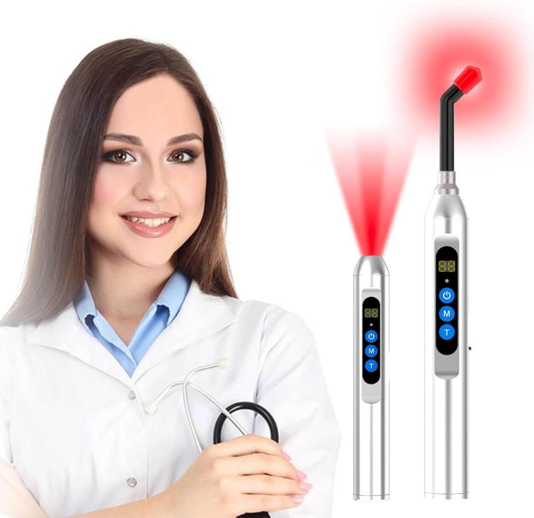 MCJ Cold Sore Light Therapy Device Canker Sore Treatment, Fever Blister & Mouth Ulcer Relief with Silver Tip (Face/Nose) (Silver)