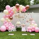 Pink Ivory Rose Gold Balloon Arch Kit  Double Stuffed Light Pink Cream White Balloons with Gold Butterflies for Baby Shower, Bridal, Birthday, Princess, Engagement, Garden Party Decorations