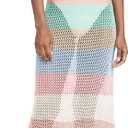 Women's Crochet Cover Ups for Bikini Swimsuit Half Sleeve Bathing Suit Rainbow Swimwear Long Beach Dresses (Pink), Size S