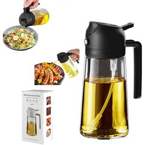 Fvaq 16oz/470ml Olive Oil Sprayer for Cooking - 2 in 1 Olive Oil Dispenser for Kitchen Gadgets, Food-grade Oil Mister for Air Fryer, Salad, Frying, BBQ (Black) Fvaq 16oz/470ml Olive Oil Sprayer for Cooking - 2 in 1 Olive Oil Dispenser for Kitchen Gadgets, Food-grade Oil Mister for Air Fryer, Salad, Frying, BBQ (Black)