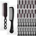 Baderke 48 Pcs Bulk Hair Brushes and Combs for Homeless Individually Wrapped Hair Brush and Comb Set for Women Hotel Homeless Nursing Charity(Black)