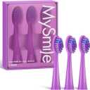 MySmile DY156 Electric Toothbrush Replacement Heads, Compatible for MySmile DY156 Sonic Toothbrush, 3 Packs (Purple) (Medium)