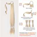 SEIKEA Upgraded Long Braid Ponytail Extension with Elastic Tie Straight Sleek Wrap Around Braid Hair Extensions Ponytail Cool Platinum Blonde 34 Inch (After Braided 30 Inch)