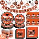 DAZONGE 2026 Orange Graduation Decorations, 265pcs Disposable Graduation Decorations, Class of 2026 Grad Party Supplies for 50 Guests, Tableware Set, Congrats Grad Banner and Hanging Swirls