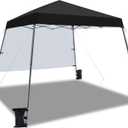 Yaheetech Pop Up Canopy Tent with Backpack, 10x10 Base Portable Easy One Person Setup Folding Shelter Compact Lightweight Slant Leg Canopy with 1 Sidewall, 8x8 Top, Black (1010FT)