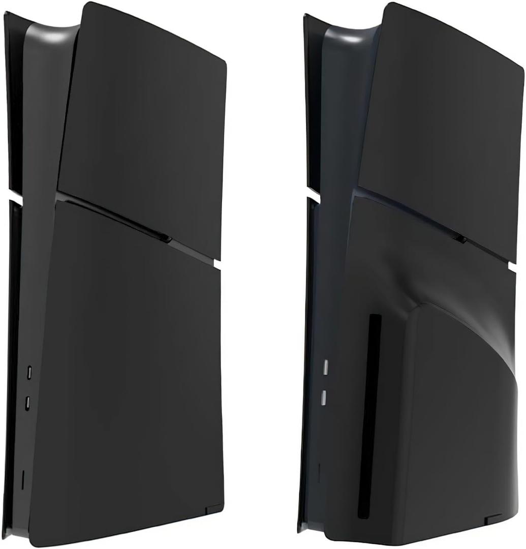 5 in 1 Slim Version Plates Cover for PS5 Disc and Digital Edition Console, Shell Panels Compatible with PlayStation 5 Slim Accessories Protective Replacement Faceplates (Black)