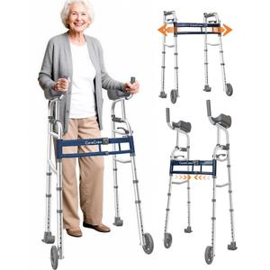 Narrow Walker for Seniors, 18 inches Wide - Adjustable Width, Lightweight Folding Walker, 350lbs Heavy Duty Bariatric Walker for Elderly, Standard Walker for Small Doorways