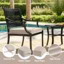 MIULEE Beige Outdoor Chair Cushions Set of 2, 19x19x3 Inch Waterproof Patio Seat Cushions for Outdoor Furniture Couch Sofa, 3 Year Color Fastness High Density Foam with Adjustable Ties