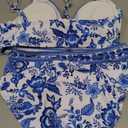 Hanna Nikole Womens High Waisted Bikini Sets Floral Print, 2 Piece Swimsuits Cutout, V Neck Bathing Suits Sexy Swimwear, Medium