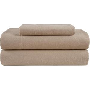 LANE LINEN Cotton Flannel Sheets Twin Size - Brushed for Extra Softness - Lightweight 100% Cotton Sheet Set - Warm & Cozy Winter Bed Sheets, 15" Deep Pocket - Taupe