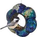 Sunnydaze 6-Inch Glass Mosaic Hanging Bird Feeder for Outdoors - Fly-Through Wild Bird Feeder - Rainbow Daisies