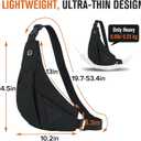 Men Small Sling Shoulder Crossbody Bag, Lightweight Anti-theft One Strap Casual Chest Bag Slim Backpack for Outdoor Walking Trip Hiking Biking Fits Up to 8.3 inch iPad Mini (Black)