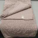 L'AGRATY Chunky Knit Blanket Throw - Soft Chenille Yarn Throw Blanket 60x80, Handmade Thick Cable Knit Crochet Blanket - Large Knit Blanket Chunky Rope Knot Throw Blanket for Couch Sofa Bed Home Decor (Pink)