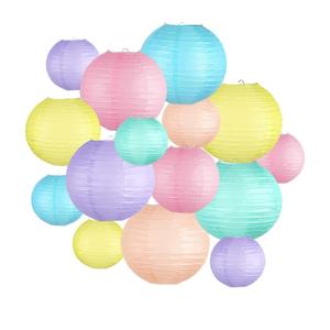 Pastel Paper Lanterns Decorative, Classroom Decor Macaron-Color Neon Hanging Paper Lantern Decorations for Easter Party Decorations, Baby Shower Wedding Birthday Mother's Day 18 pack 8/10/12 inch