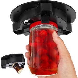 Banyaa Jar Opener Bottle Opener for Seniors with Arthritis - Under Cabinet Jar Opener for Weak Hands, Rotary Lid Opener, Easy Twist-Off Lids for Jars & Bottles, Original Kitchen Gadgets (Black)