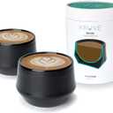 KRUVE IMAGINE Porcelain Latte Coffee Cups, Double Walled Espresso Cups, Glass Cups Set of Two - 8.5oz Thermal Spherical Design for Latte Art, Insulated Coffee Mugs for Heat Retention (Black)