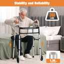 WHLICKS Folding Walkers for Seniors, Lightweight Aluminum Walker with 5'' Front Wheels and 2 Skis, Height Adjustable Standard Walker for Elderly and Disabled, Stable Frame up to 350 lbs