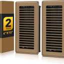 Floor Register 4x10, Adjustable Floor Vent Covers for Home Floor, Wall, Heavy Duty Walkable Steel Floor Vents, Rust-Proof Register Vent Cover, Air Vents 2 Pack Value Set, Brown