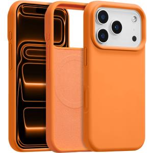 Magnetic for iPhone 17 Pro Max Case 6.9", Premium Liquid Silicone Case,[Compatible with Magsafe][Soft Anti-Scratch Microfiber Lining],Slim Thin Shockproof Phone Cover-Orange