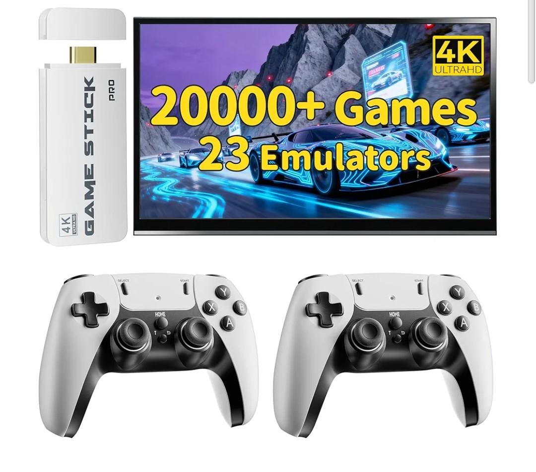 2025 Retro Gaming Console, 20K+ Classic Games, 23 Emulators, 4K HDMI Game Stick with Upgraded Dual 2.4G Wireless Controllers 64GB, Plug-and-Play Video Game Console for TV