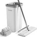 JOYMOOP Mop and Bucket with Wringer Set, Hands Free Flat Floor Mop and Bucket, 60" Mop with 3 Reusable Microfiber Pads, Wet and Dry Use, Floor Cleaning System