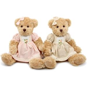 oits cute 2-Pack Teddy Bear,Cute Stuffed Animal,Couple Gift Soft Plush Toy 11inch (Vintage Dress)
