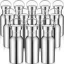 CHENGU 12 Pieces Sports Water Bottle 17 oz Stainless Steel Water Bottle Silver Uninsulated Single Walled Stainless Steel Sports Bottle for Runners, Hikers, Picnics, Cyclists and Beach Goers