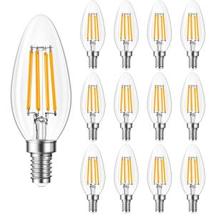 B11 E12 LED Candelabra Bulbs Dimmable 4W(40 Watt Equivalent), Chandelier Light Bulbs 400lm, 3000K Soft White, Ceiling Fan Bulbs for Candle Light, Home Decor, Wall Lamps, Table Lamps, 12 Pack