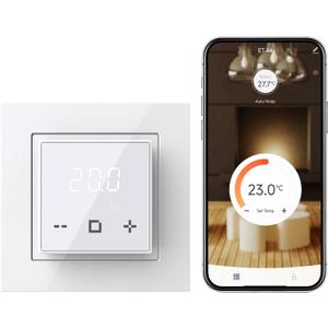 HEATIT Programmable Thermostat, WiFi Smart Thermostat for Electric Radiant Floor Heating with Touchscreen, 120V-240V Wide Voltage Range, Dual Sensing, White