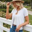 GRACE KARIN Women Short Sleeve Cardigan, 2026 Summer Knitted Sweater Tops, Basic Crew Neck Crop Outfits (White, M)