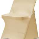 AZAMIA Stretch Folding Chair Covers Spandex Chair Covers Protector for Wedding Party Dining Banquet, Washable Universal Fitted Chair Slipcovers for Celebration Birthday (Champagne, 50pcs)