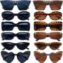 Matcheck 12 Mixed Style Sunglasses Retro Colored Party Glasses Solid Clear Color Costume Bulk Eyeglasses Unisex Adult
