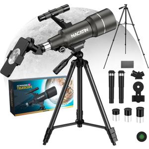 Telescope for Adults, 70mm Aperture 300mm Portable Refractor Telescope with 3 Eyepieces & Phone Adapter, Wireless Remote & Moon Filter, Ideal Gift for Birthday, Valentine's Day