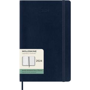 Moleskine Classic 12 Month 2024 Weekly Planner, Soft Cover, Large (5" x 8.25"), Sapphire Blue