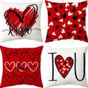 JOYFISCO Valentines Day Pillow Covers 18x18, Valentines Day Decor Throw Pillow Covers Set of 4 Love Heart Valentines Decorative Couch Cushion Covers Valentine Decorations