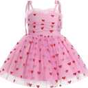 IDOPIP Toddler Baby Girls Strawberry Heart Tutu Dress Summer Sleeveless Smocked Backless Princess Birthday Party Dresses 1-6T (18-24 Months)